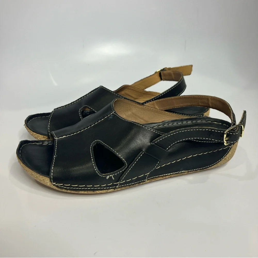 Lasocki black leather sandals women’s size 39 boho classy‎ cottagecore